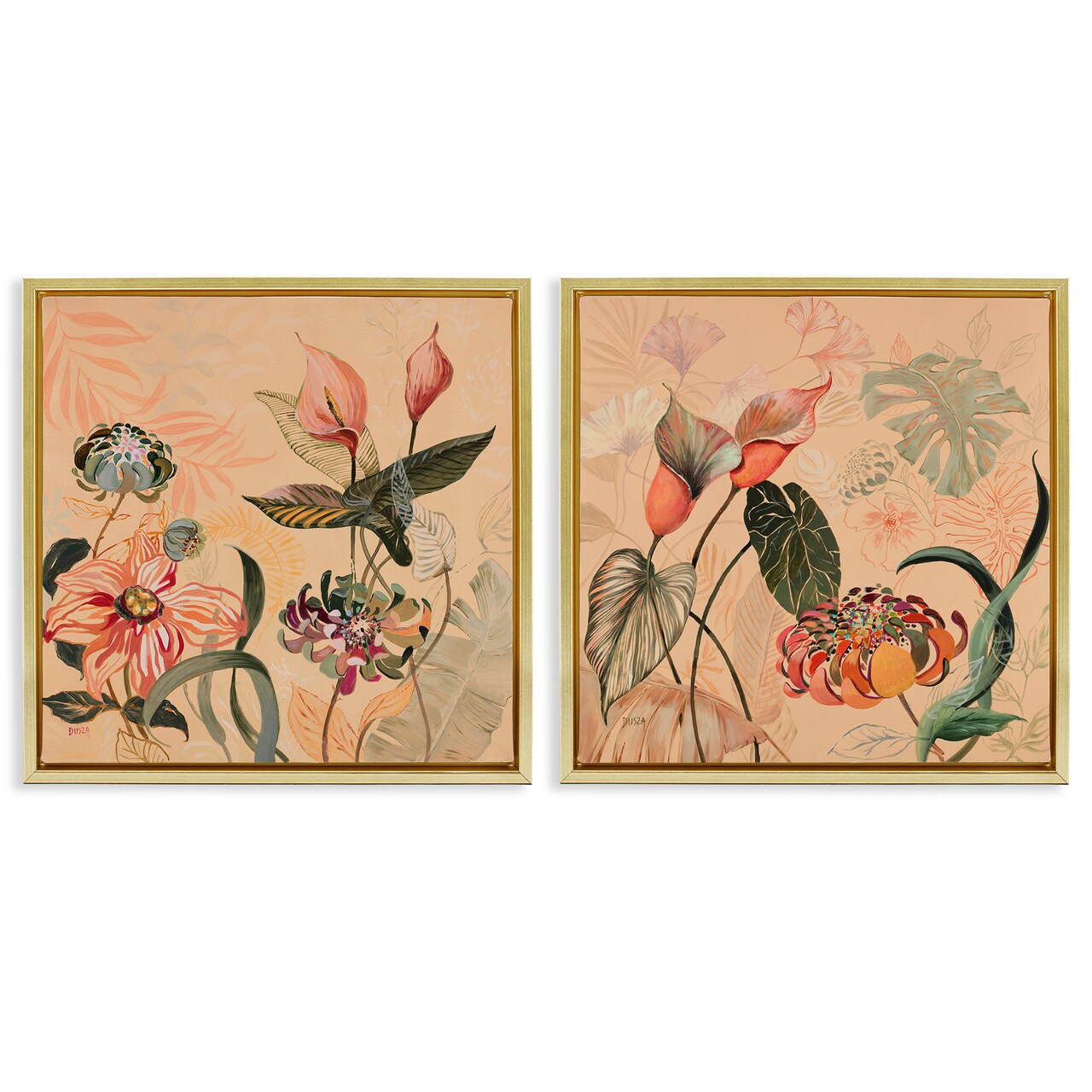 Stupell Industries Elegant Flower Organics 2pc Floating Frame Set Design by Dusza